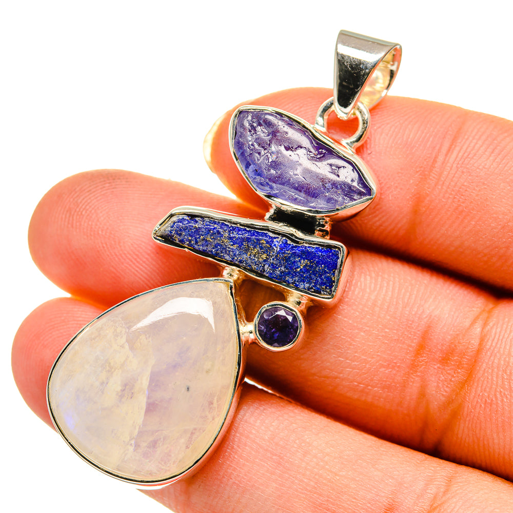 Rainbow Moonstone Pendants handcrafted by Anasilvercos - PD12103