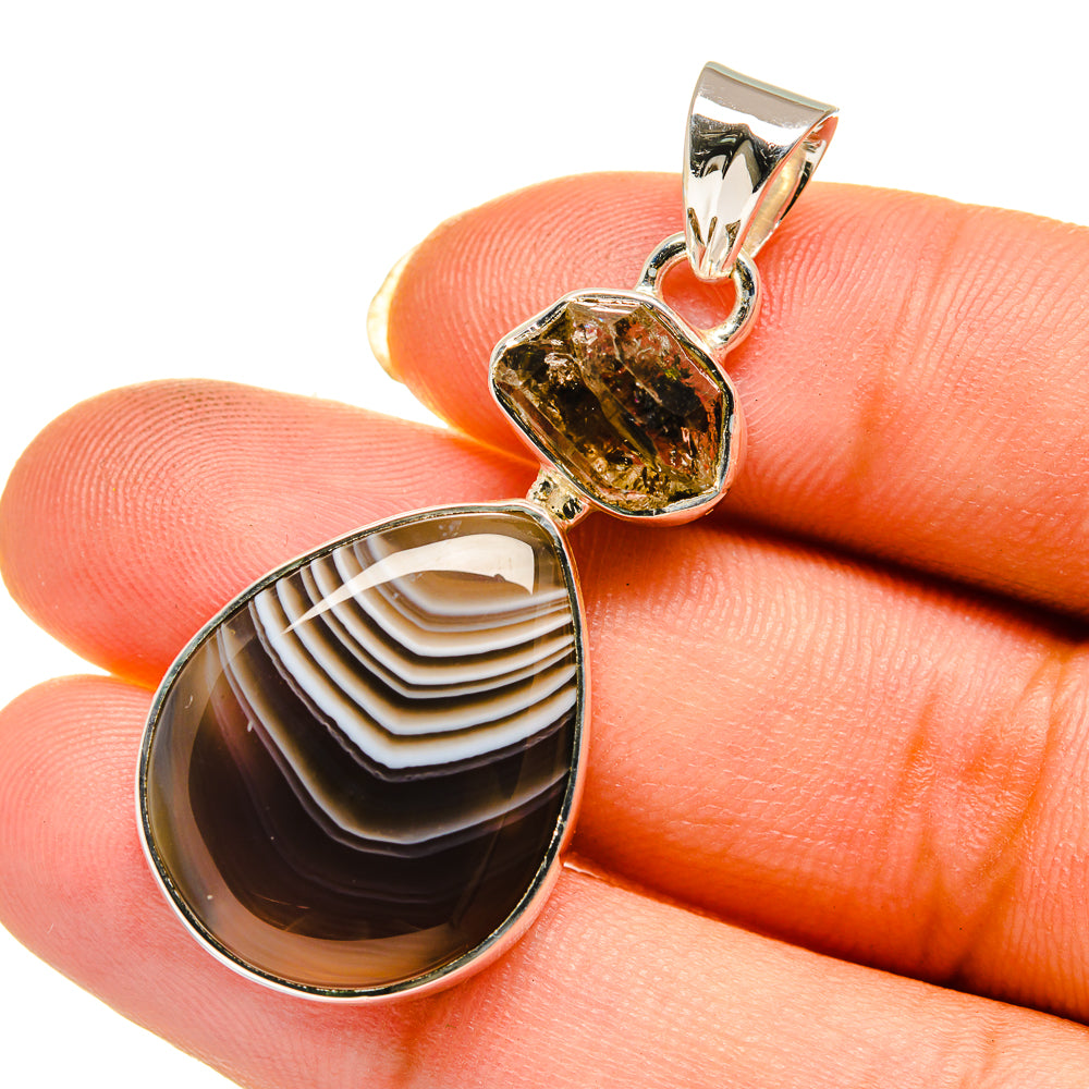 Botswana Agate Pendants handcrafted by Anasilvercos - PD12113