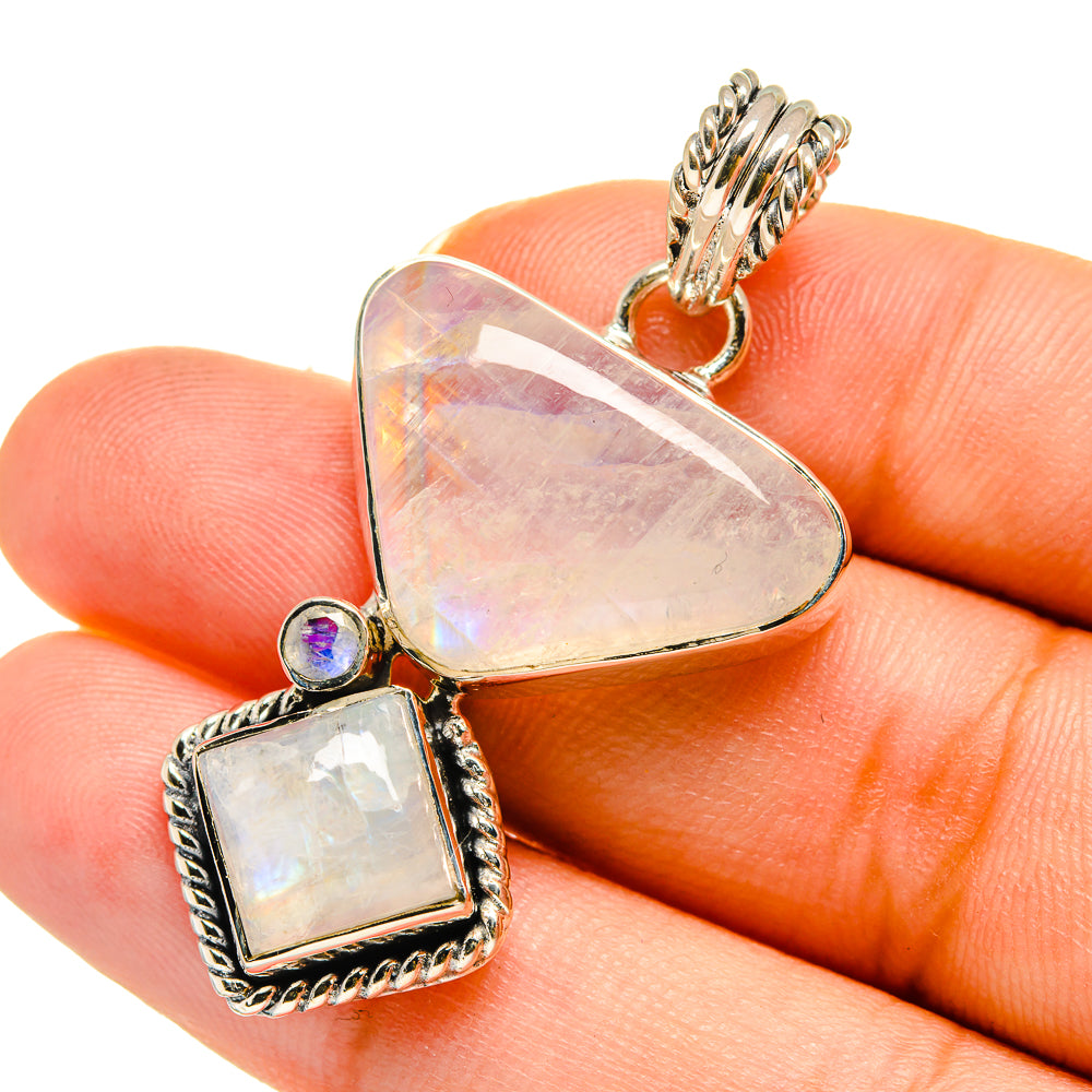 Rainbow Moonstone Pendants handcrafted by Anasilvercos - PD12129
