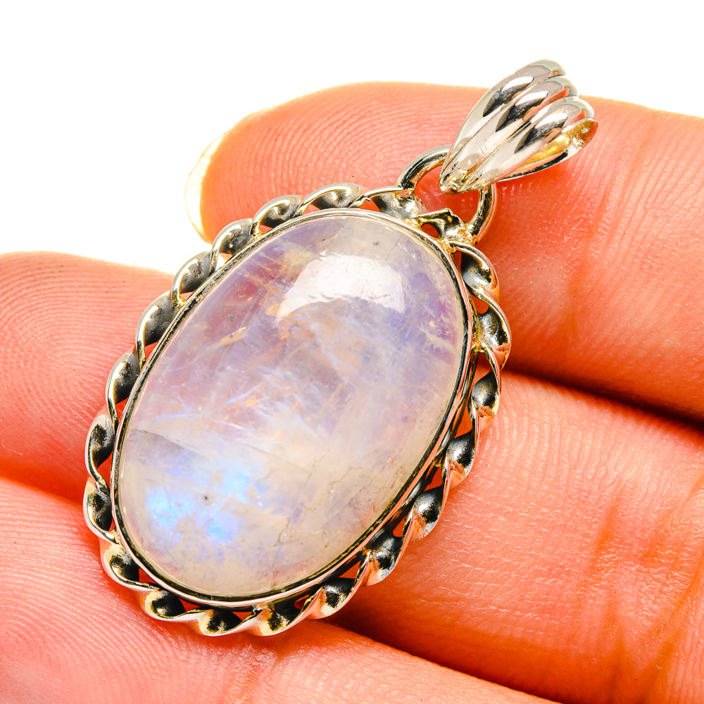 Rainbow Moonstone Pendants handcrafted by Anasilvercos - PD12133