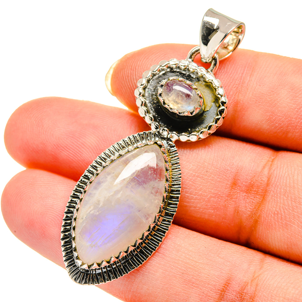 Rainbow Moonstone Pendants handcrafted by Anasilvercos - PD12201