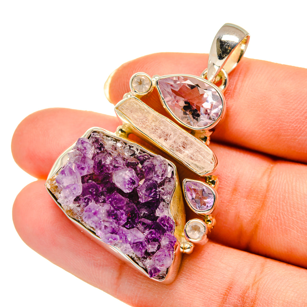 Amethyst Crystal Pendants handcrafted by Anasilvercos - PD12214