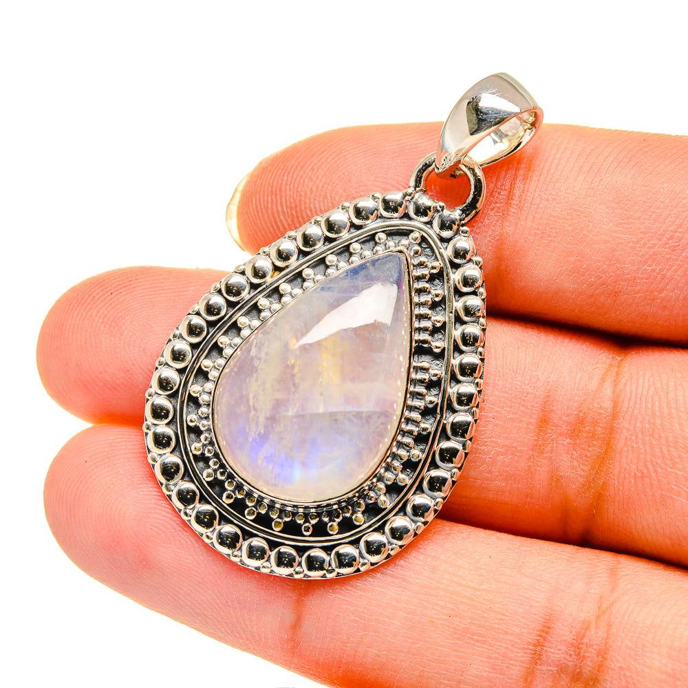 Rainbow Moonstone Pendants handcrafted by Anasilvercos - PD12225