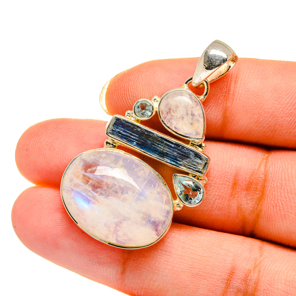 Rainbow Moonstone Pendants handcrafted by Anasilvercos - PD12248
