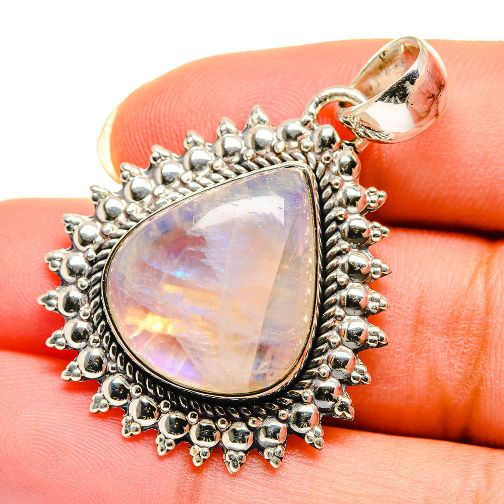 Rainbow Moonstone Pendants handcrafted by Anasilvercos - PD12284