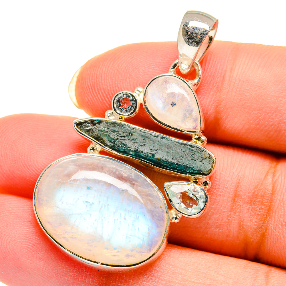 Rainbow Moonstone Pendants handcrafted by Anasilvercos - PD12289
