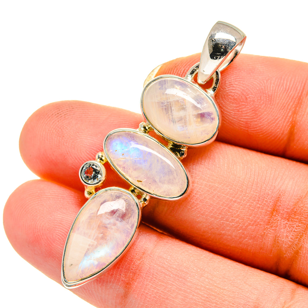 Rainbow Moonstone Pendants handcrafted by Anasilvercos - PD12405
