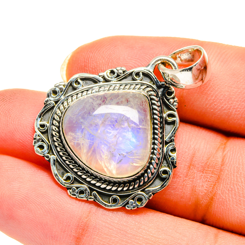 Rainbow Moonstone Pendants handcrafted by Anasilvercos - PD12408