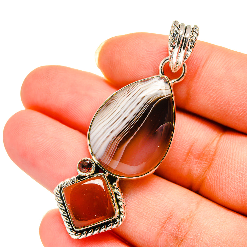 Botswana Agate Pendants handcrafted by Anasilvercos - PD12442