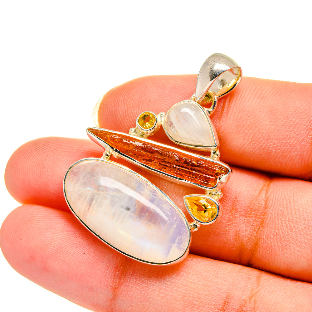 Rainbow Moonstone Pendants handcrafted by Anasilvercos - PD12459