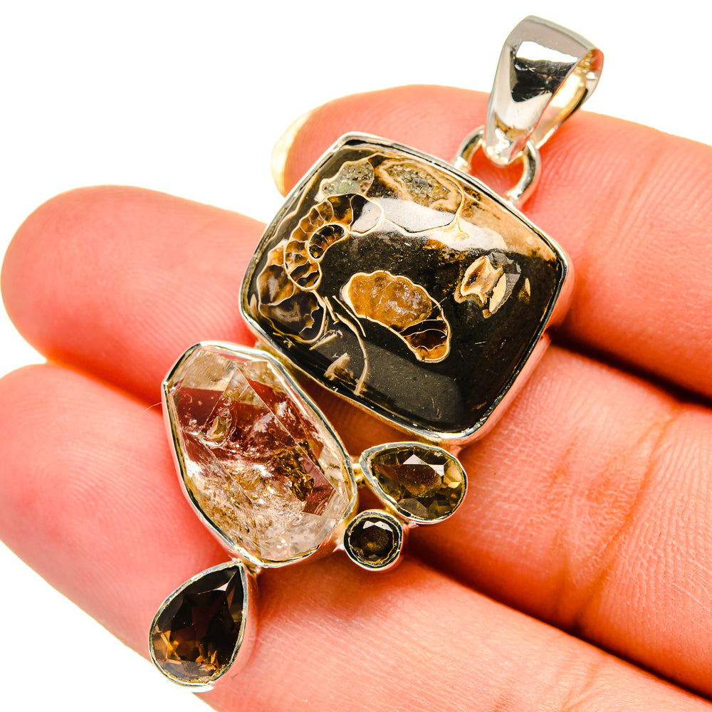 Turritella Agate Pendants handcrafted by Anasilvercos - PD12513