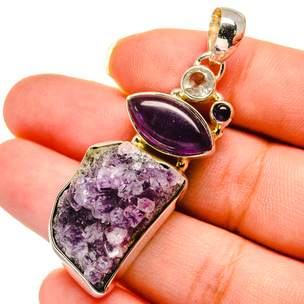 Amethyst Crystal Pendants handcrafted by Anasilvercos - PD12550
