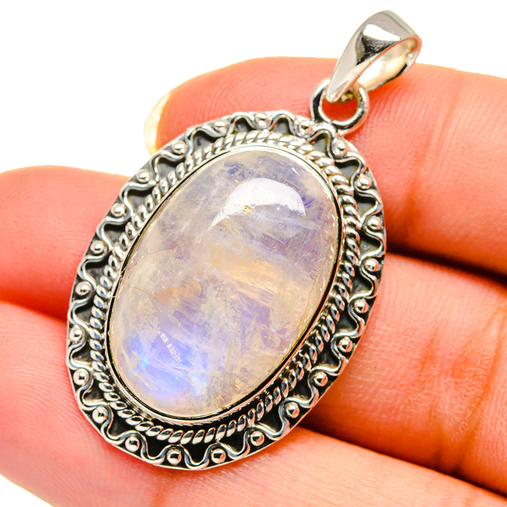 Rainbow Moonstone Pendants handcrafted by Anasilvercos - PD12551