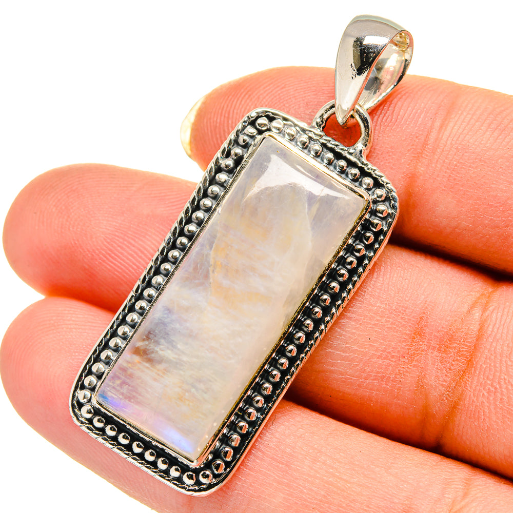 Rainbow Moonstone Pendants handcrafted by Anasilvercos - PD12556