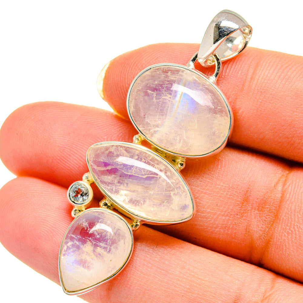 Rainbow Moonstone Pendants handcrafted by Anasilvercos - PD12557