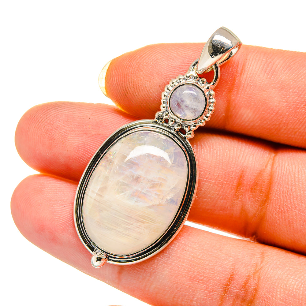 Rainbow Moonstone Pendants handcrafted by Anasilvercos - PD12573