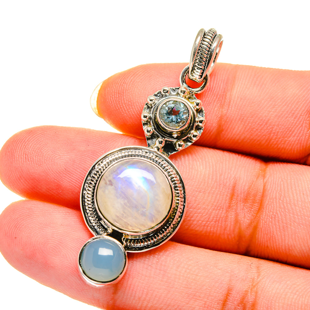 Rainbow Moonstone Pendants handcrafted by Anasilvercos - PD12578