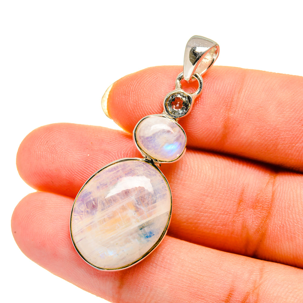 Rainbow Moonstone Pendants handcrafted by Anasilvercos - PD12610