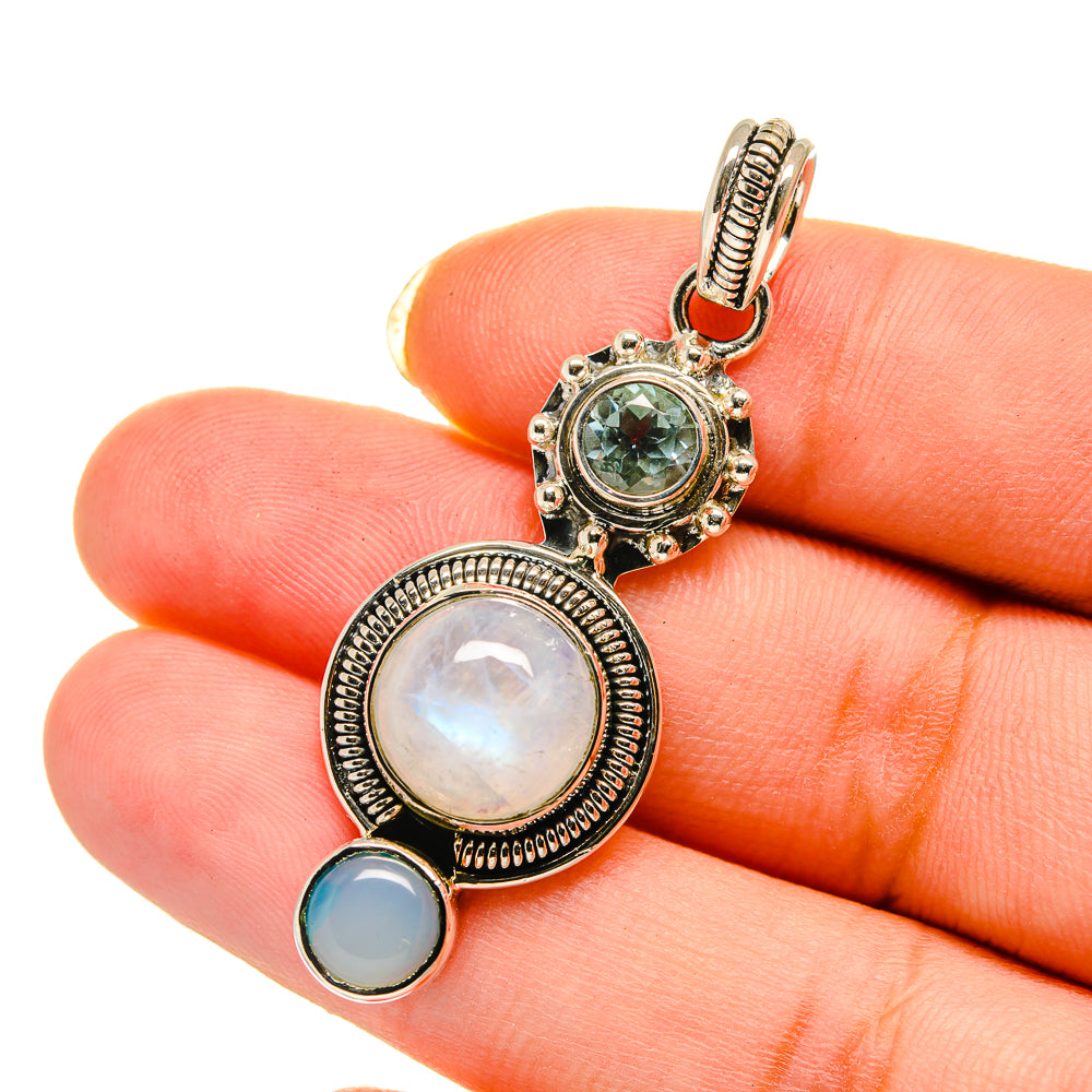 Rainbow Moonstone Pendants handcrafted by Anasilvercos - PD12626