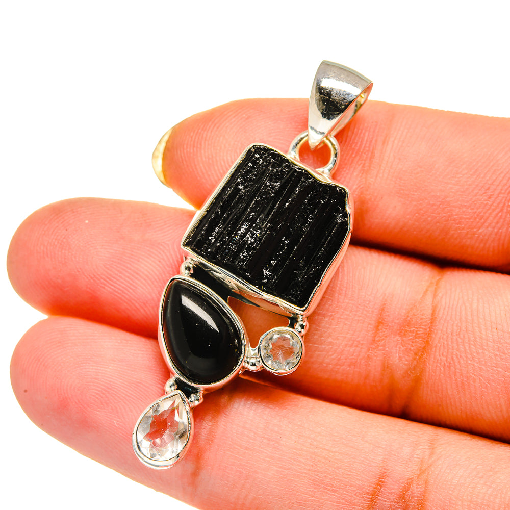 Black Tourmaline Pendants handcrafted by Anasilvercos - PD12647