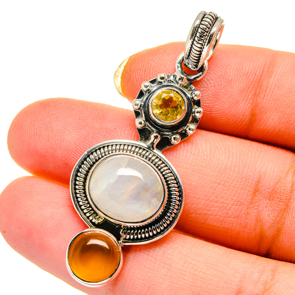 Rainbow Moonstone Pendants handcrafted by Anasilvercos - PD12648