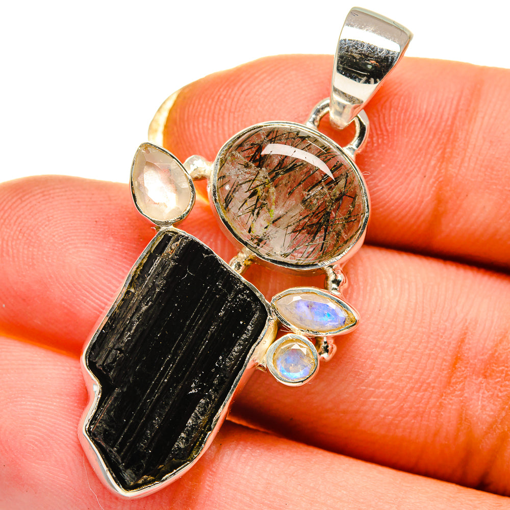 Black Tourmaline Pendants handcrafted by Anasilvercos - PD12653