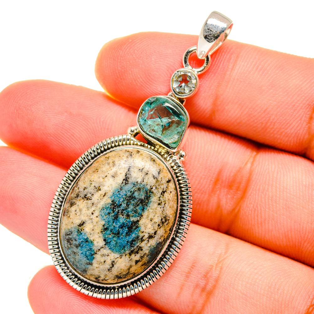 K2 Blue Azurite Pendants handcrafted by Anasilvercos - PD12668