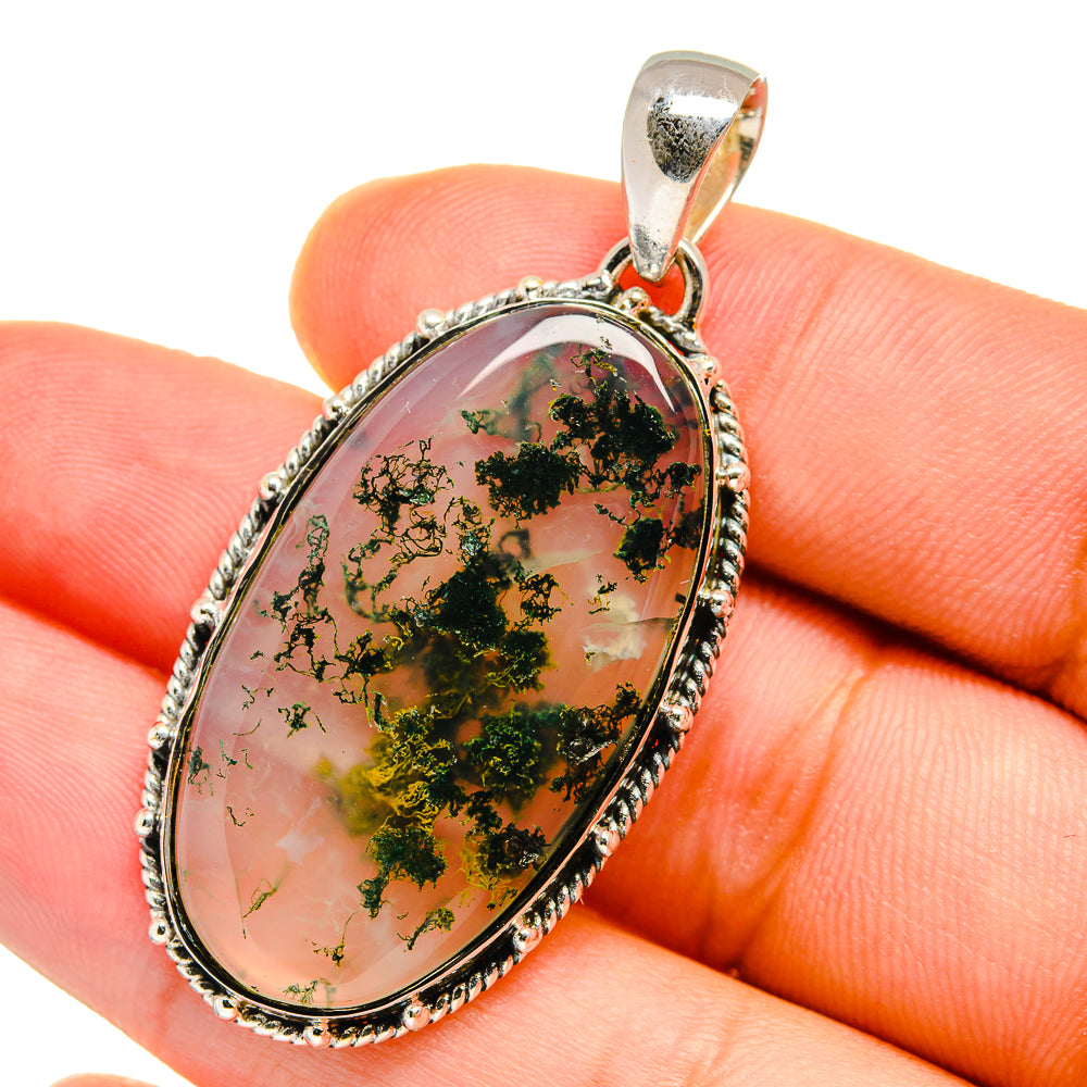 Green Moss Agate Pendants handcrafted by Anasilvercos - PD12671