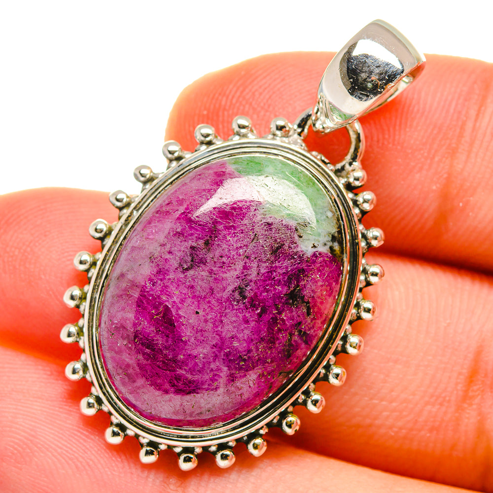 Ruby Zoisite Pendants handcrafted by Anasilvercos - PD12674