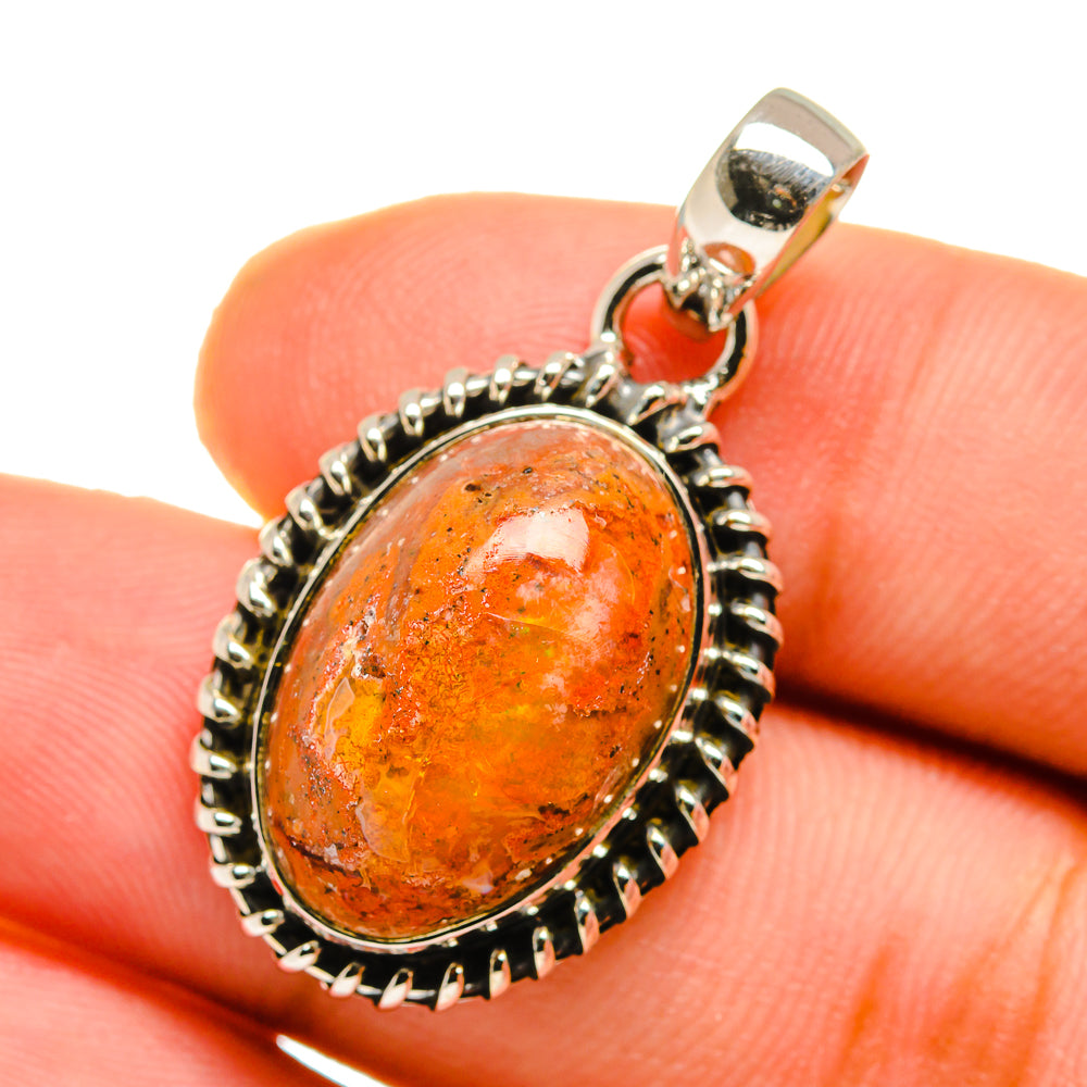 Mexican Fire Opal Pendants handcrafted by Anasilvercos - PD12747