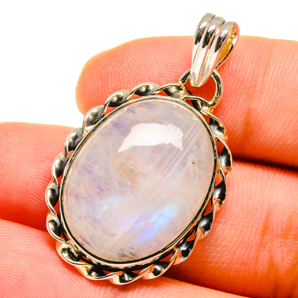 Rainbow Moonstone Pendants handcrafted by Anasilvercos - PD12753
