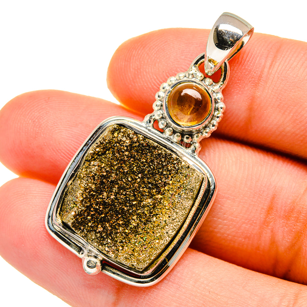 Spectro Pyrite Druzy Pendants handcrafted by Anasilvercos - PD12754