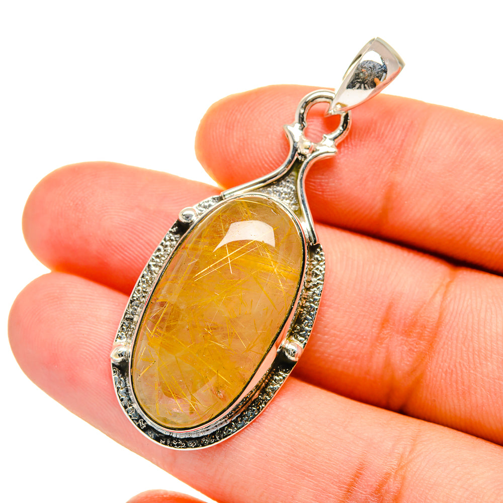 Rutilated Quartz Pendants handcrafted by Anasilvercos - PD12764