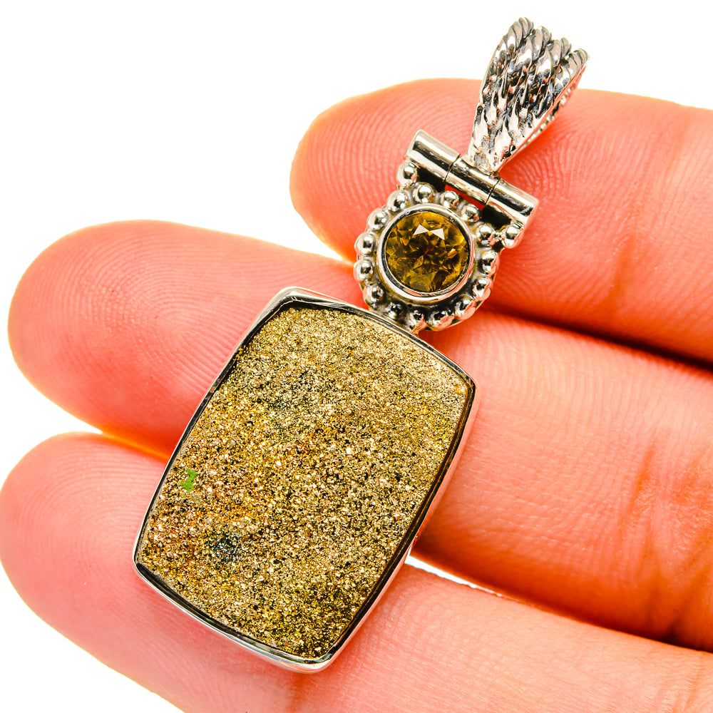 Spectro Pyrite Druzy Pendants handcrafted by Anasilvercos - PD12765