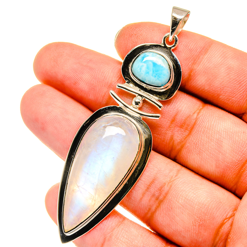Rainbow Moonstone Pendants handcrafted by Anasilvercos - PD12766