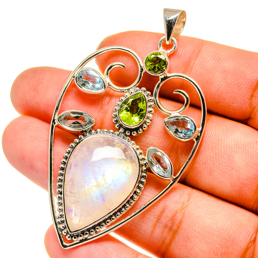 Rainbow Moonstone Pendants handcrafted by Anasilvercos - PD12771