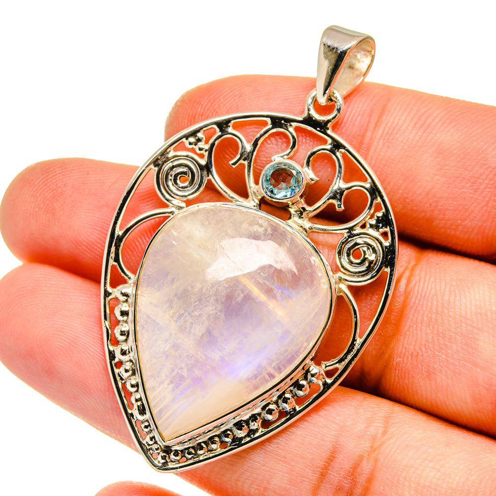 Rainbow Moonstone Pendants handcrafted by Anasilvercos - PD12772