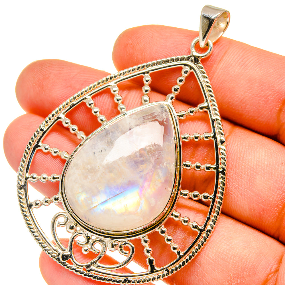 Rainbow Moonstone Pendants handcrafted by Anasilvercos - PD12773