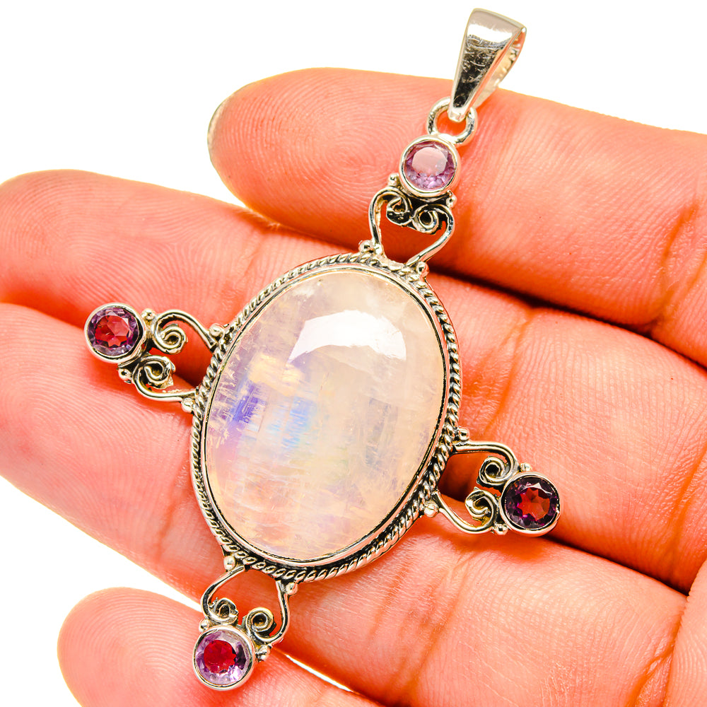 Rainbow Moonstone Pendants handcrafted by Anasilvercos - PD12780