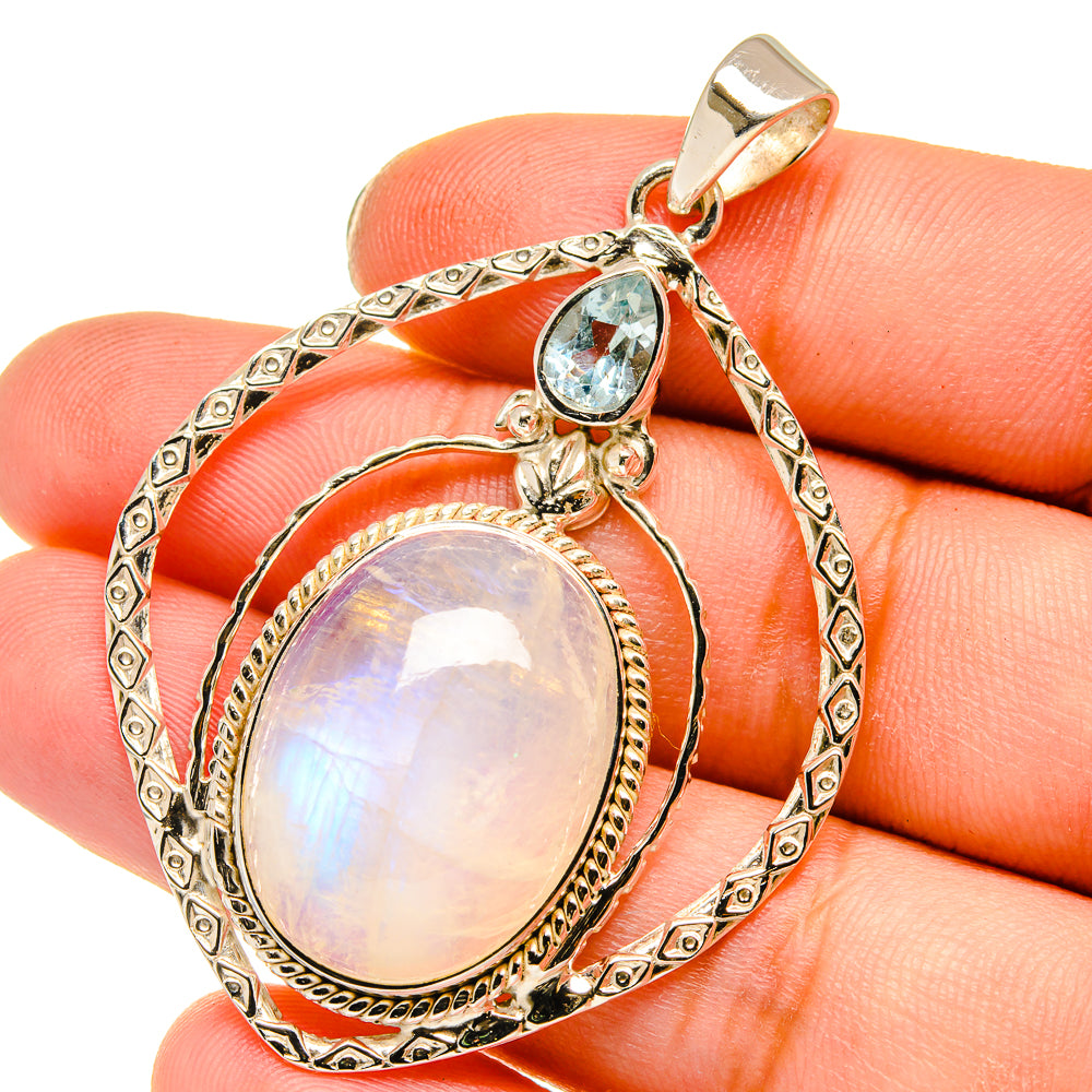 Rainbow Moonstone Pendants handcrafted by Anasilvercos - PD12783