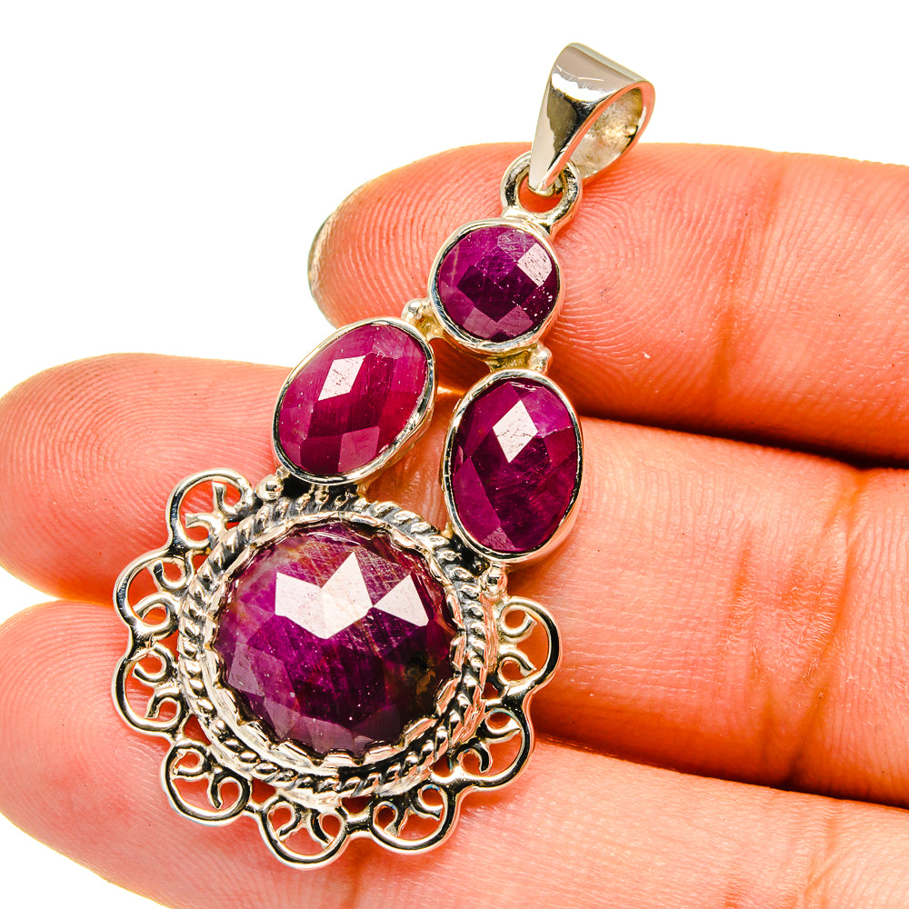 Ruby Pendants handcrafted by Anasilvercos - PD12786