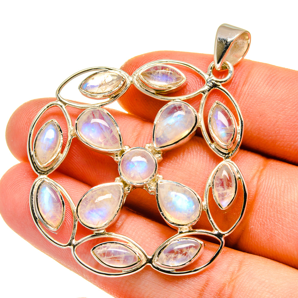 Rainbow Moonstone Pendants handcrafted by Anasilvercos - PD12789