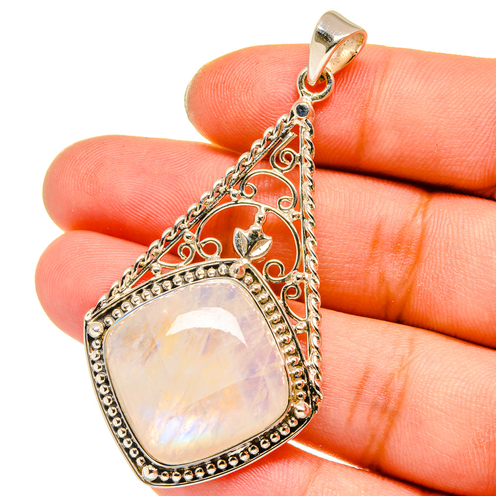 Rainbow Moonstone Pendants handcrafted by Anasilvercos - PD12805