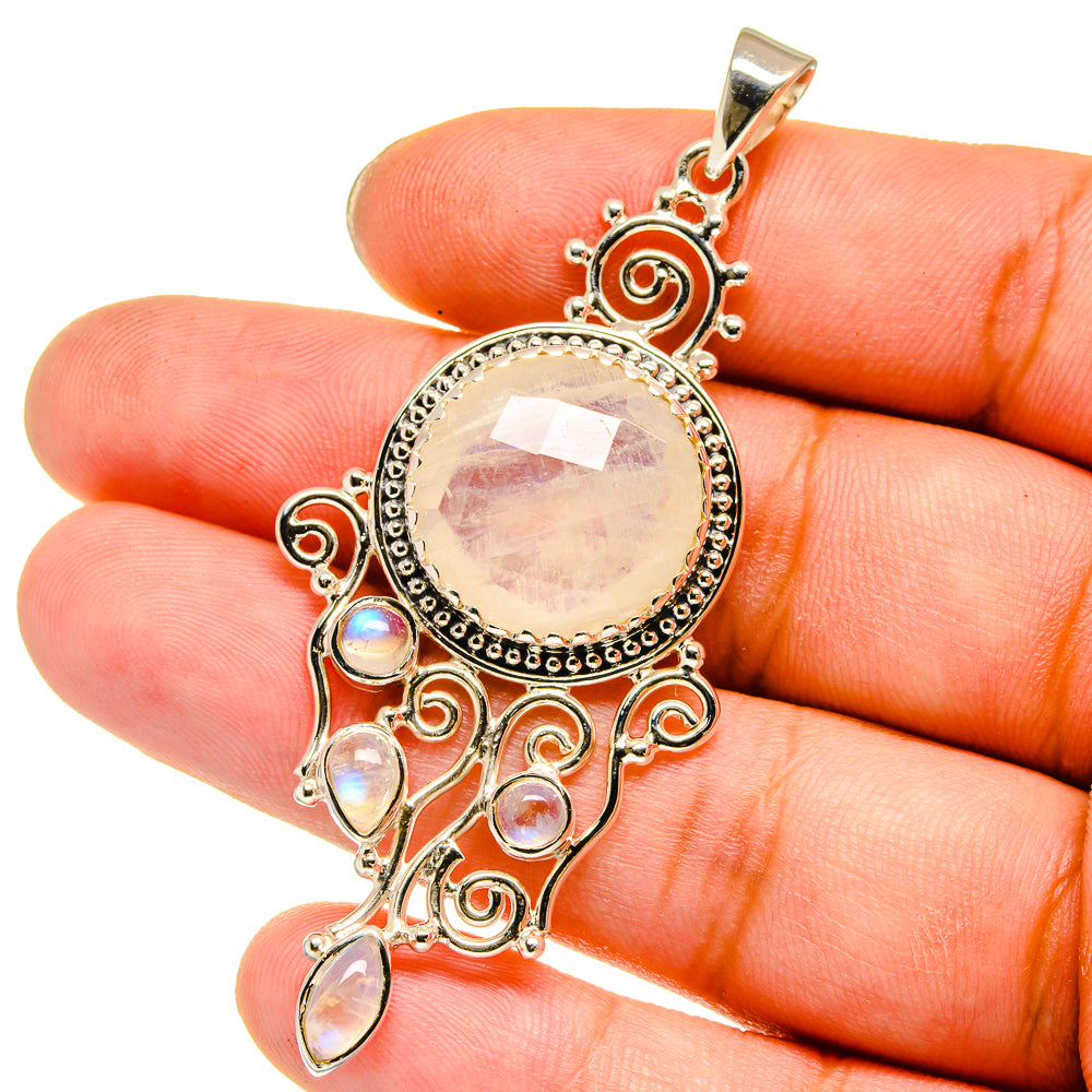 Rainbow Moonstone Pendants handcrafted by Anasilvercos - PD12806