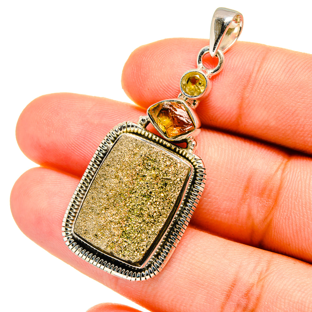 Spectro Pyrite Druzy Pendants handcrafted by Anasilvercos - PD12819