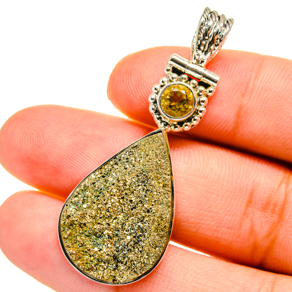 Spectro Pyrite Druzy Pendants handcrafted by Anasilvercos - PD12822