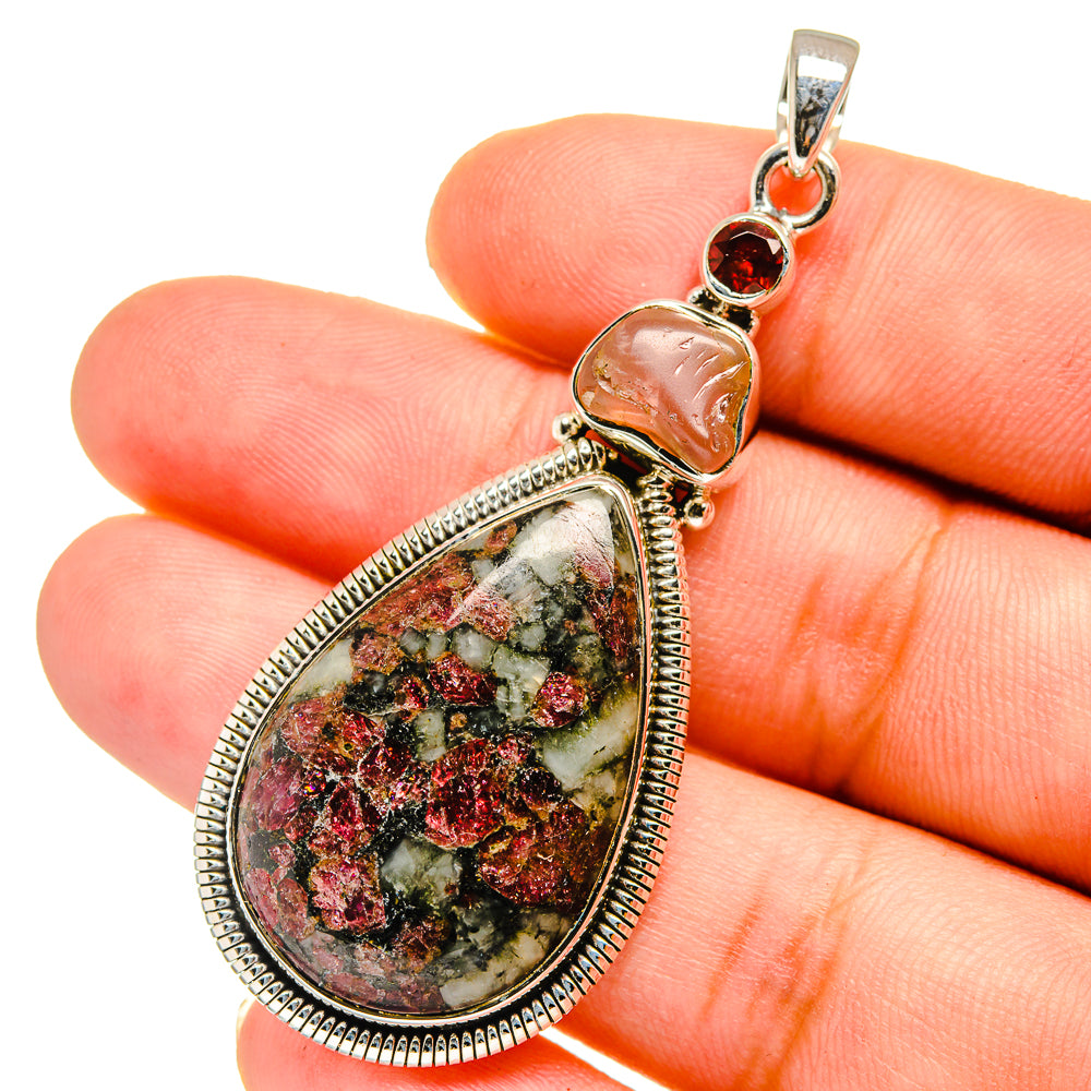 Russian Eudialyte Pendants handcrafted by Anasilvercos - PD12837