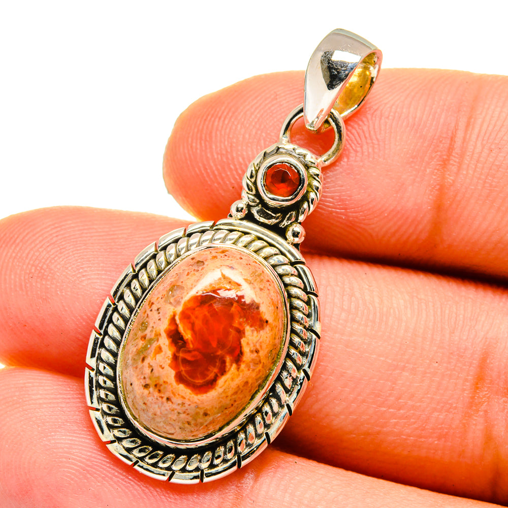 Mexican Fire Opal Pendants handcrafted by Anasilvercos - PD12844