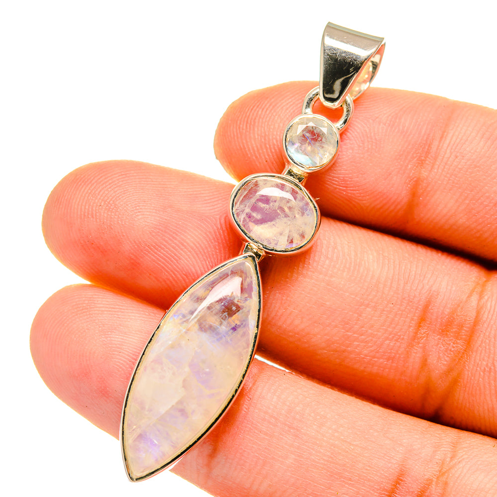 Rainbow Moonstone Pendants handcrafted by Anasilvercos - PD12847
