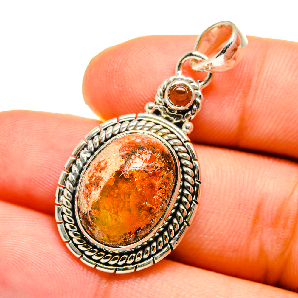 Mexican Fire Opal Pendants handcrafted by Anasilvercos - PD12906